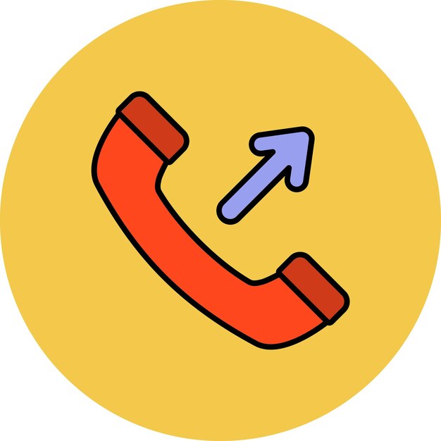 un teléfono rojo con una flecha azul que señala a la derecha