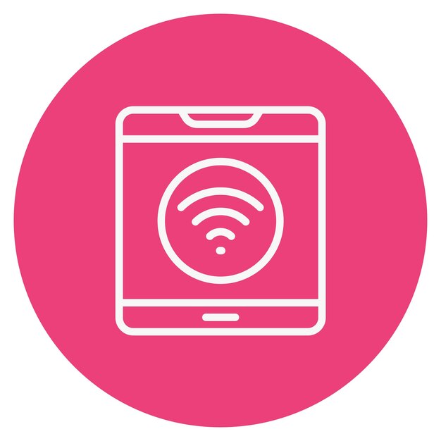 un teléfono rosa con un fondo rosa con un botón wifi en él