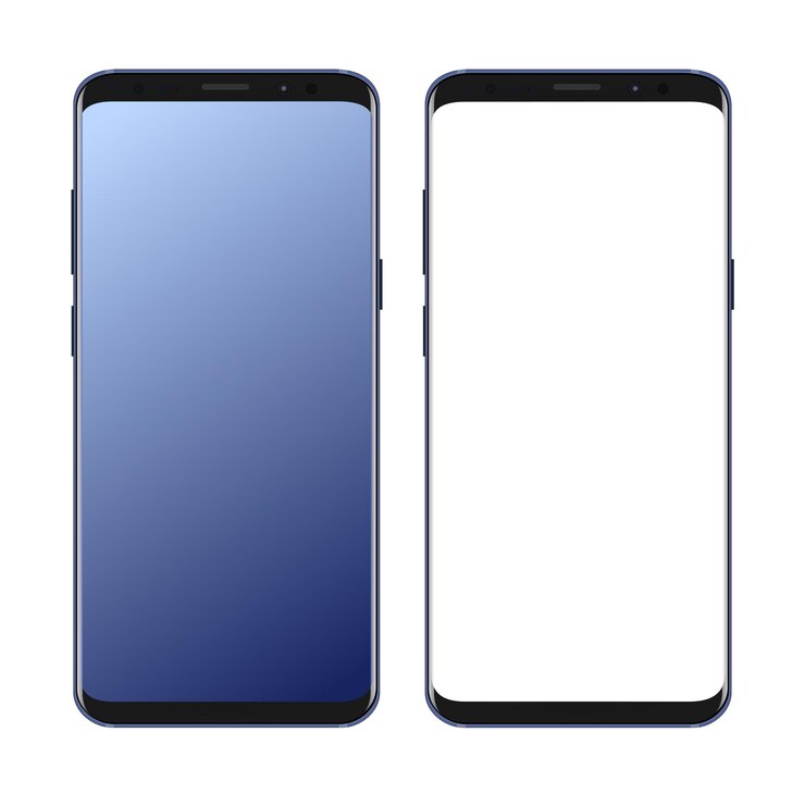 Vector un teléfono samsung negro con una pantalla blanca y una pantalla blanca.