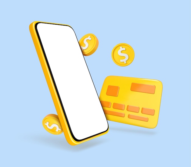 Teléfono con tarjeta de crédito y monedas Servicio de banca móvil y pago en línea Transferencia de dinero por teléfono inteligente