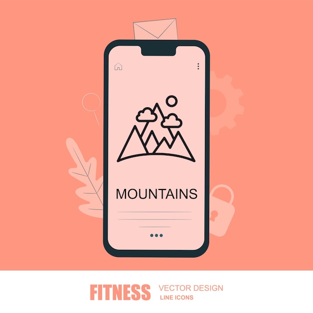 Vector teléfono vectorial y diseño de iconos de fitness