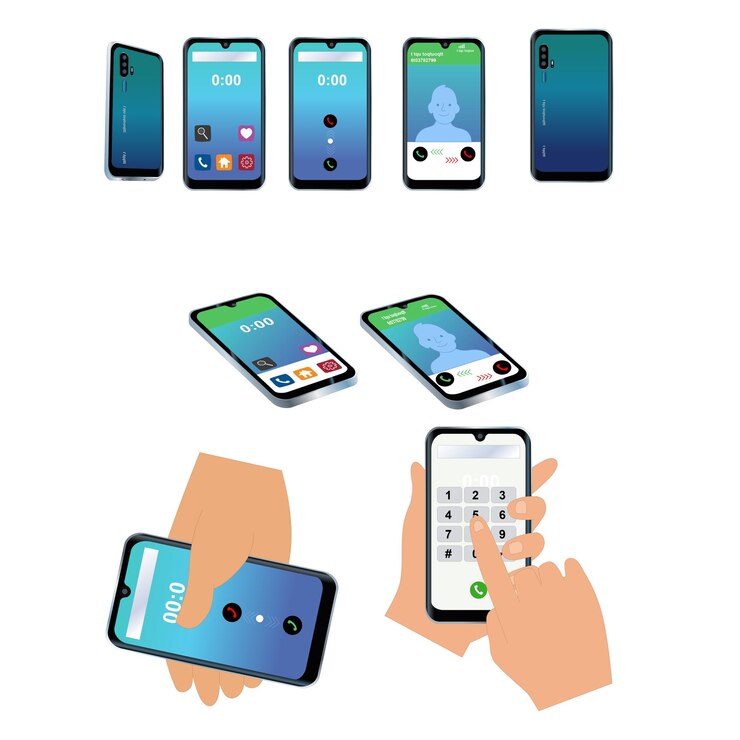 Teléfono vectorial con la mano
