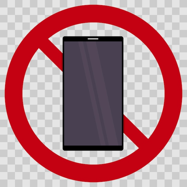 Los teléfonos inteligentes están prohibidos signo vectorial en un fondo a cuadros