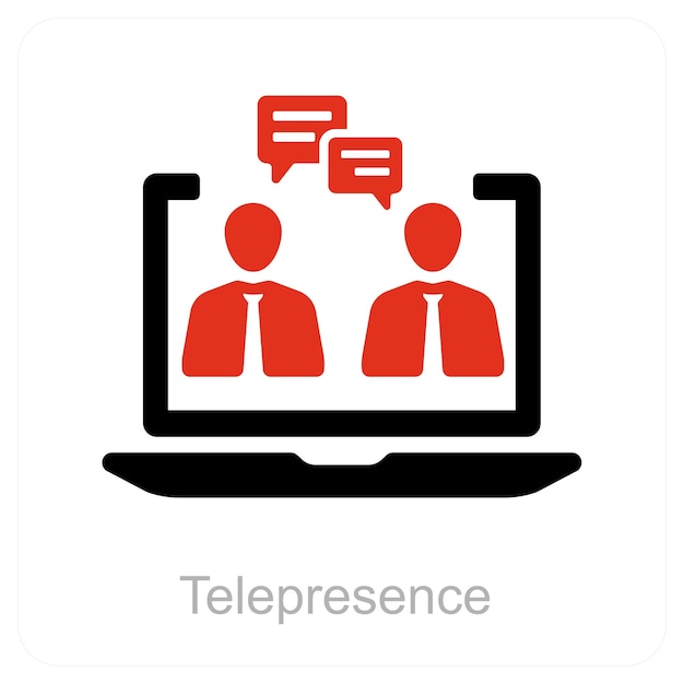 Telepresencia y concepto de icono en línea