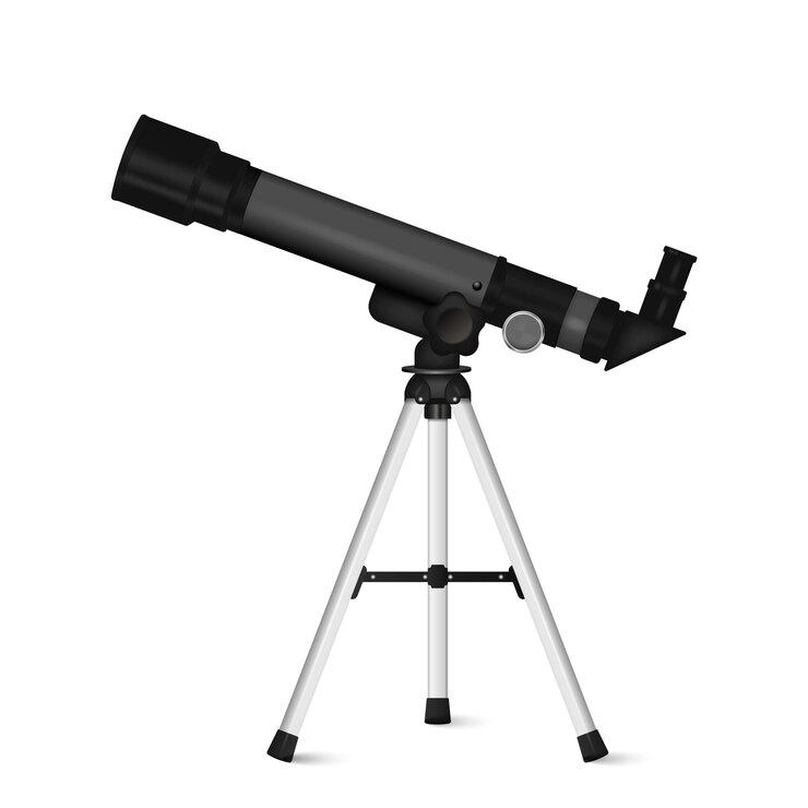 Vector telescopio realista aislado sobre fondo blanco ilustración vectorial