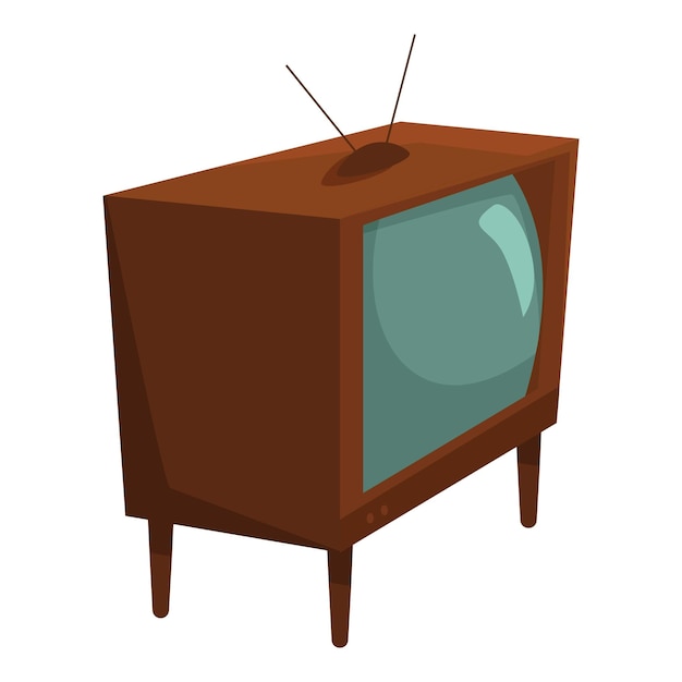 Televisión anticuada de pie en piernas con antena