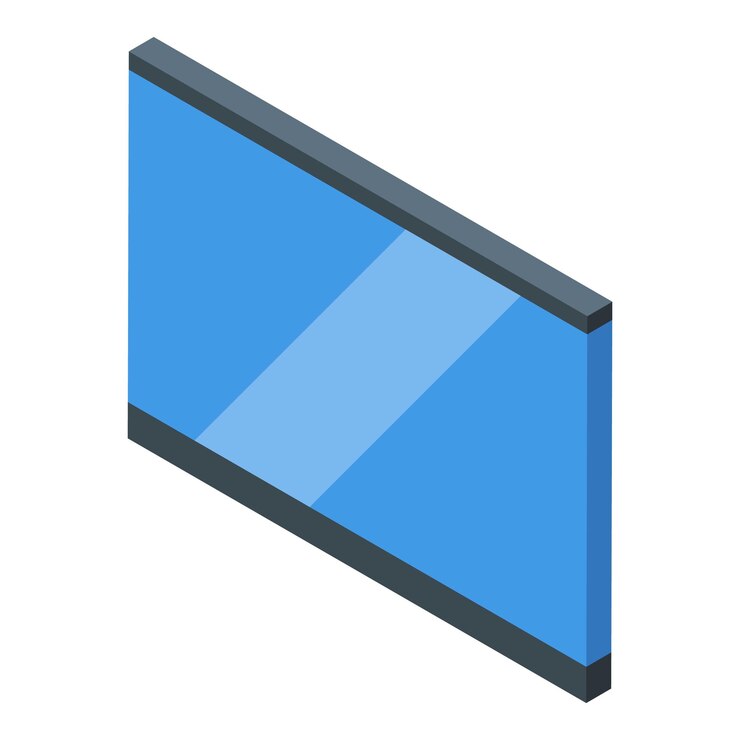 Vector televisión inteligente moderna que muestra una vista isométrica de pantalla azul
