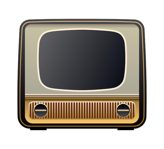 Televisión retro con marco dorado de los años 50 o 60
