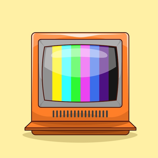 Televisión retro sin señal en estilo de dibujos animados Tv antiguo Vector de ilustración