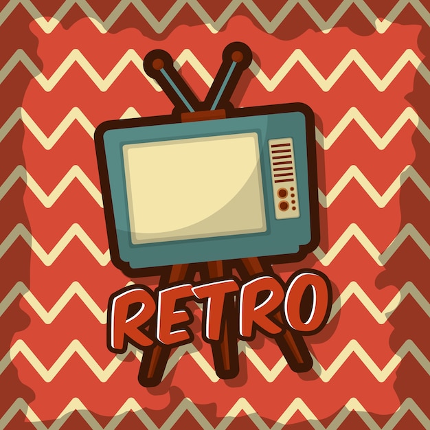 televisión vintage retro con dispositivo trípode