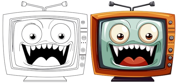 Televisiones retro animadas con caras