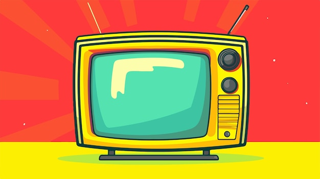 un televisor de dibujos animados con un fondo azul con un fondo rojo