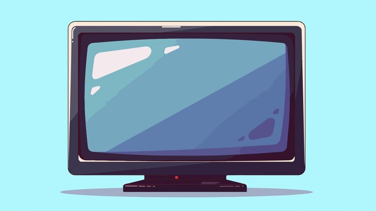 un televisor con un fondo azul y un fondo de cielo azul