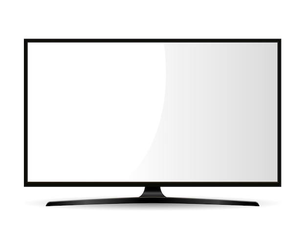 Televisor negro con pantalla blanca. Monitor ancho.