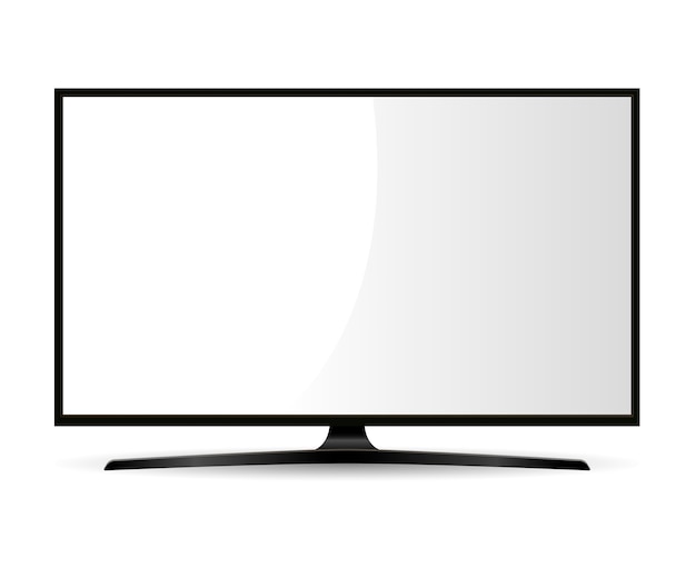 Vector televisor negro con pantalla blanca. monitor ancho.