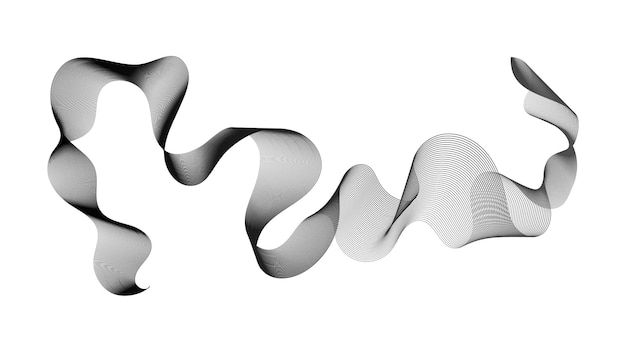 Telón de fondo abstracto con líneas de degradado de onda monocromática sobre fondo blanco. Fondo de tecnología moderna, diseño de onda. Ilustración vectorial