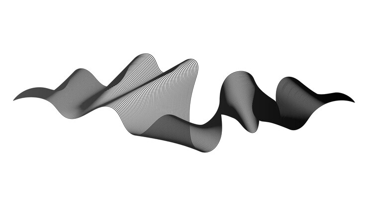 Vector telón de fondo abstracto con líneas de degradado de onda monocromática sobre fondo blanco. fondo de tecnología moderna, diseño de ondas. ilustración vectorial