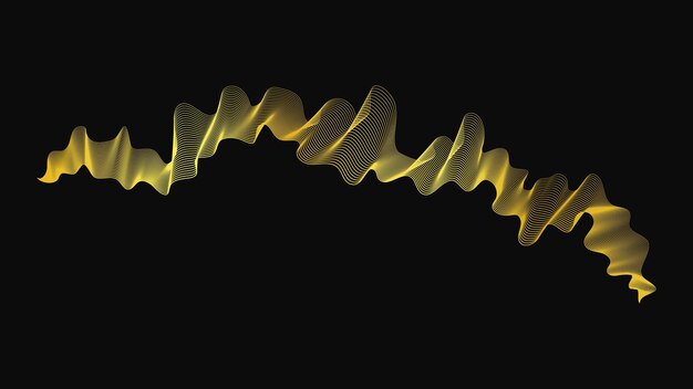 telón de fondo abstracto con lujosas olas doradas en fondo oscuro telón de fundo de tecnología moderna