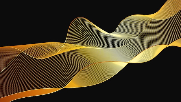 Telón de fondo abstracto con lujosas ondas doradas en fondo oscuro Diseño de ondas de fondo de tecnología moderna Ilustración vectorial