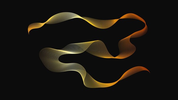 Telón de fondo abstracto con ondas doradas de lujo sobre fondo oscuro Diseño de onda de fondo de tecnología moderna Ilustración vectorial