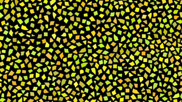 Telón de fondo abstracto de pequeños trozos de papel o astillas de cerámica en tonos de color amarillo sobre fondo negro