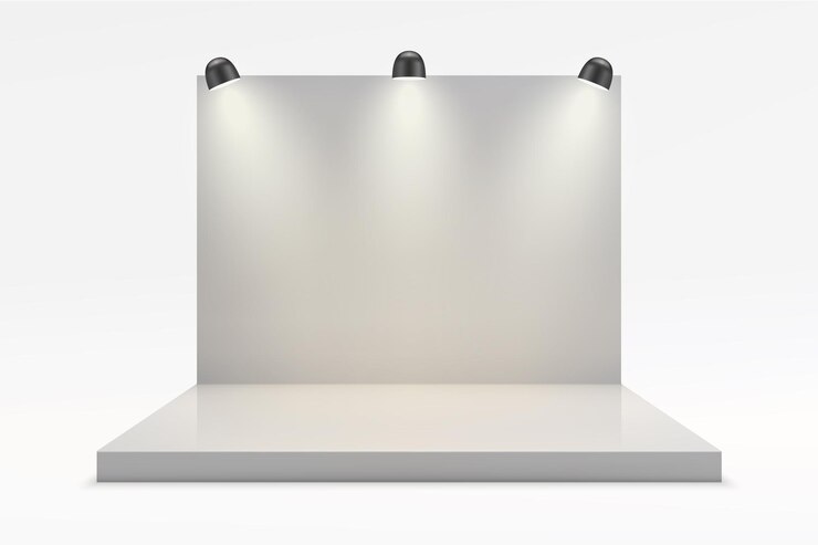 Vector telón de fondo de la exposición minimalista con reflectores