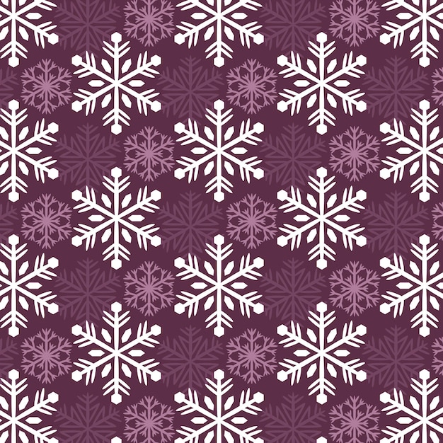 Telón de fondo de invierno sin costuras con copos de nieve Copos de Nieve en un fondo lila
