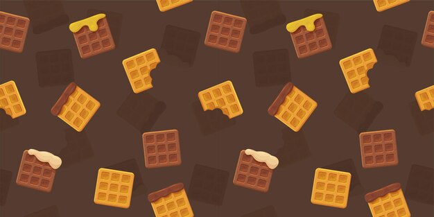 Un telón de fondo plano de waffles belgas con un patrón sin costuras