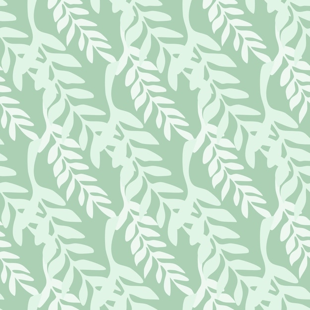 Telón de fondo de rama de hoja abstracta. Verdes ramas de patrones sin fisuras. Ilustración de vector sobre fondo verde para cubiertas textiles o de libros, fondos de pantalla, diseño, arte gráfico, envoltura