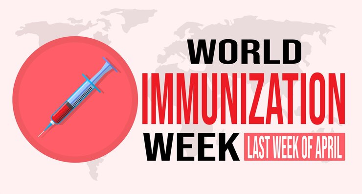 El telón de fondo de la Semana Mundial de Inmunización con formas y diseños coloridos La tercera semana de abril es mundial