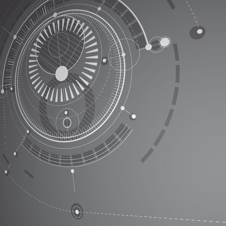 Vector telón de fondo de vector de tecnología de ingeniería 3d. plan técnico futurista, mecanismo. el esquema mecánico monocromático, el diseño industrial abstracto dimensional se puede utilizar como fondo del sitio web.
