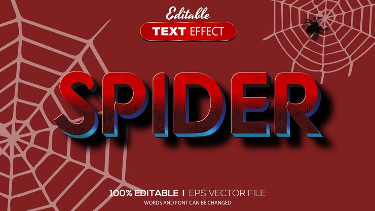 Vector tema de araña con efecto de texto 3d