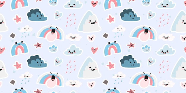 Tema del bosque nórdico Patrones escandinavos minimalistas con arcoíris y setas para impresiones infantiles