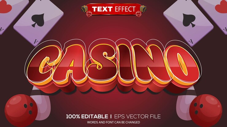 Vector tema de casino con efecto de texto en 3d