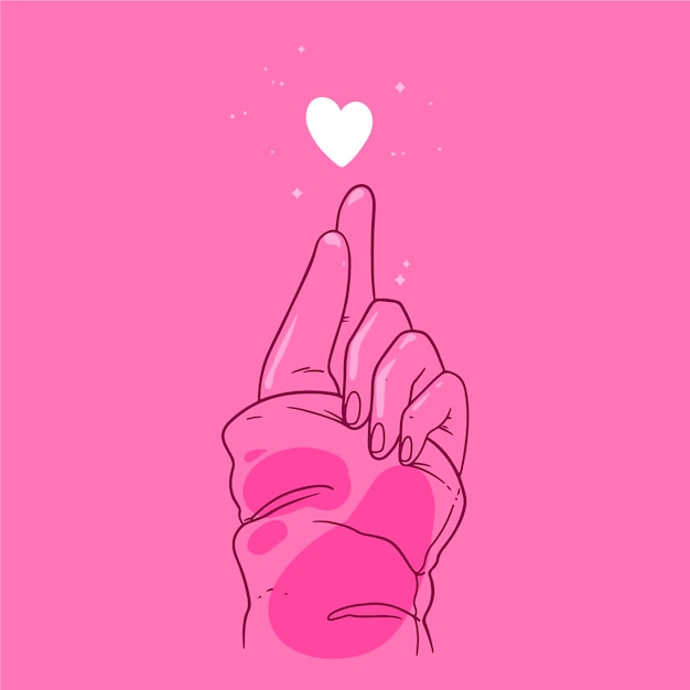 Vector tema de corazón de dedo dibujado a mano