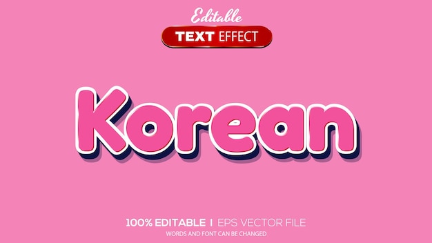 Tema coreano de efecto de texto editable en 3D