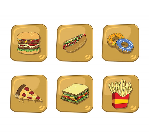 tema de dibujos animados de comida y bebida