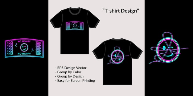 Tema de diseño de estilo de vector de ropa de calle No Money No Happy for Premium Vector camiseta sudadera con capucha mercancía