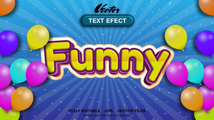Vector tema divertido de efectos de texto editables