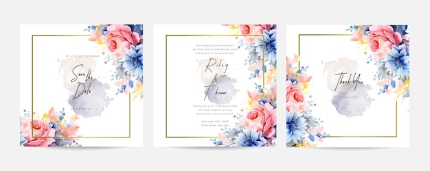 Tema elegante de invitación para tarjetas de bodas plantilla romántica para tarjetes de bodas con púrpura