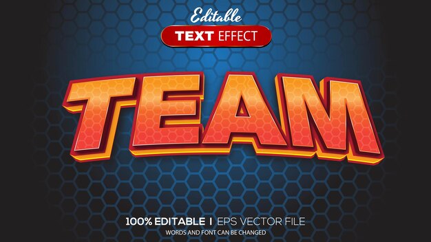 Tema de equipo de efecto de texto editable en 3D