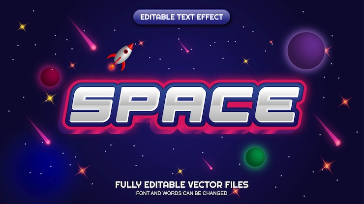 Vector tema de espacio de efectos de texto editable
