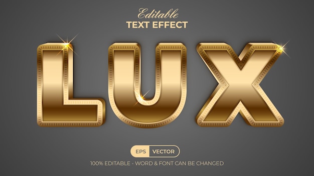 Tema de estilo dorado con efecto de texto lux. efecto de texto editable.