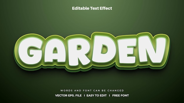 Tema de estilo de efecto de texto editable para palabras de jardín