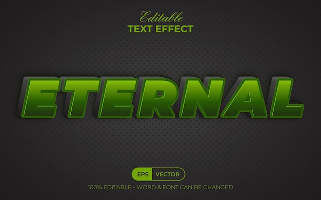 Tema de estilo verde de efecto de texto eterno. efecto de texto editable.