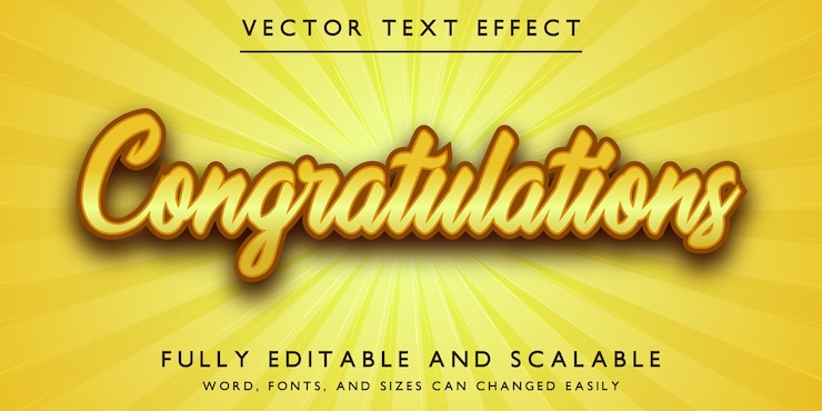 Vector tema de felicitaciones de efecto de texto editable
