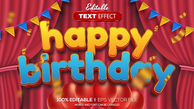 Tema de feliz cumpleaños con efecto de texto editable en 3d