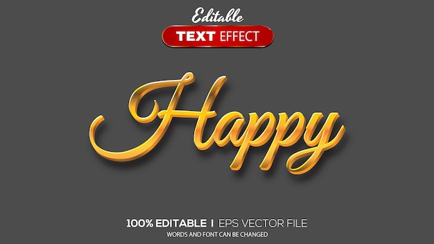 Tema feliz de efecto de texto editable en 3d