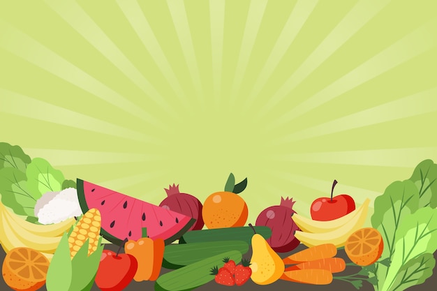 Vector tema de fondo de frutas y verduras