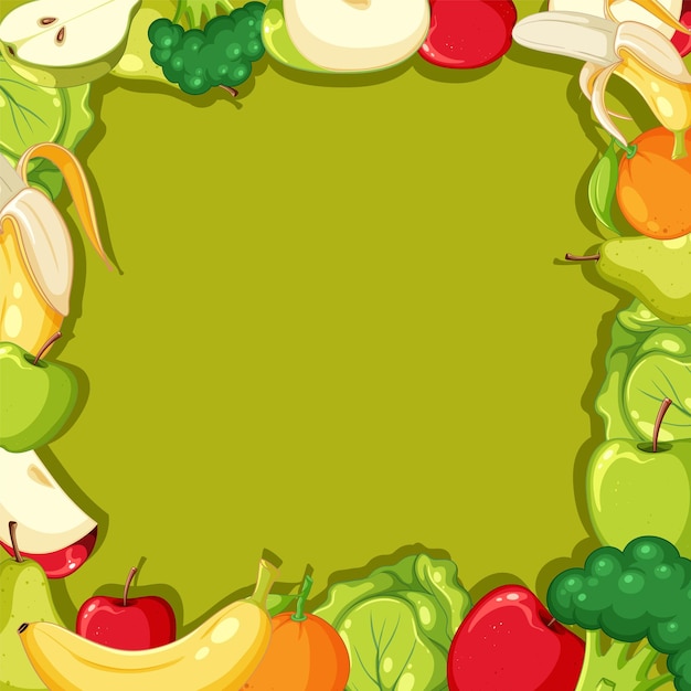 Vector tema de frutas verdes plantilla de borde de marco